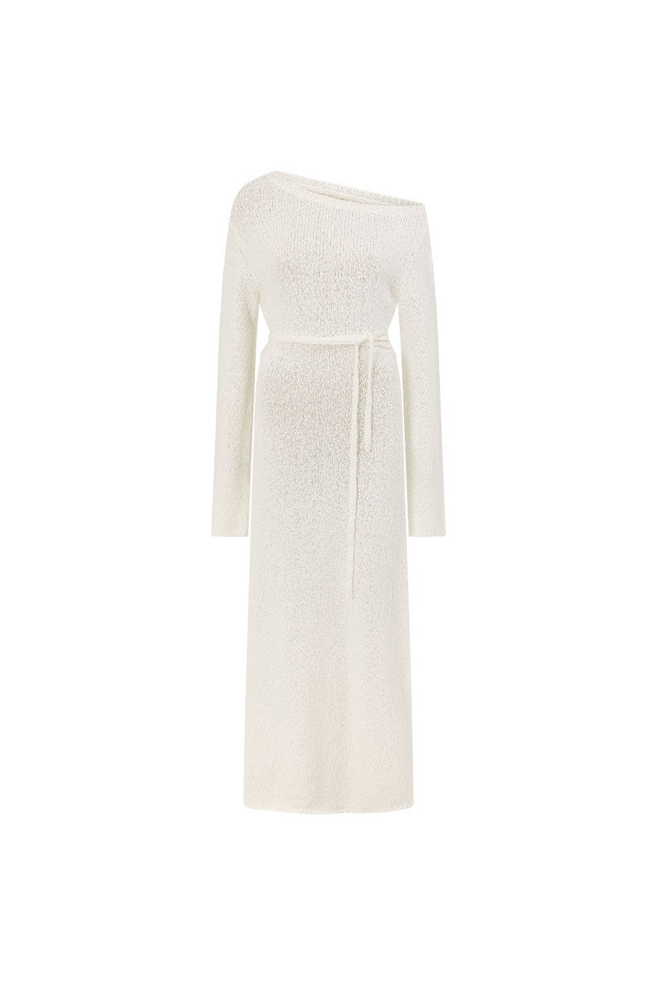 White maxi dress with an A-line skirt, back view