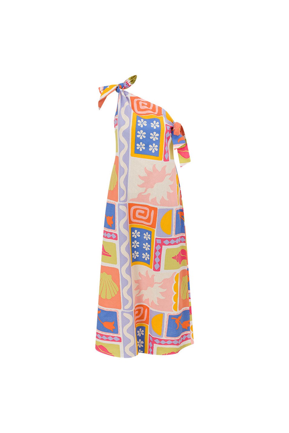Blue maxi dress, front view
