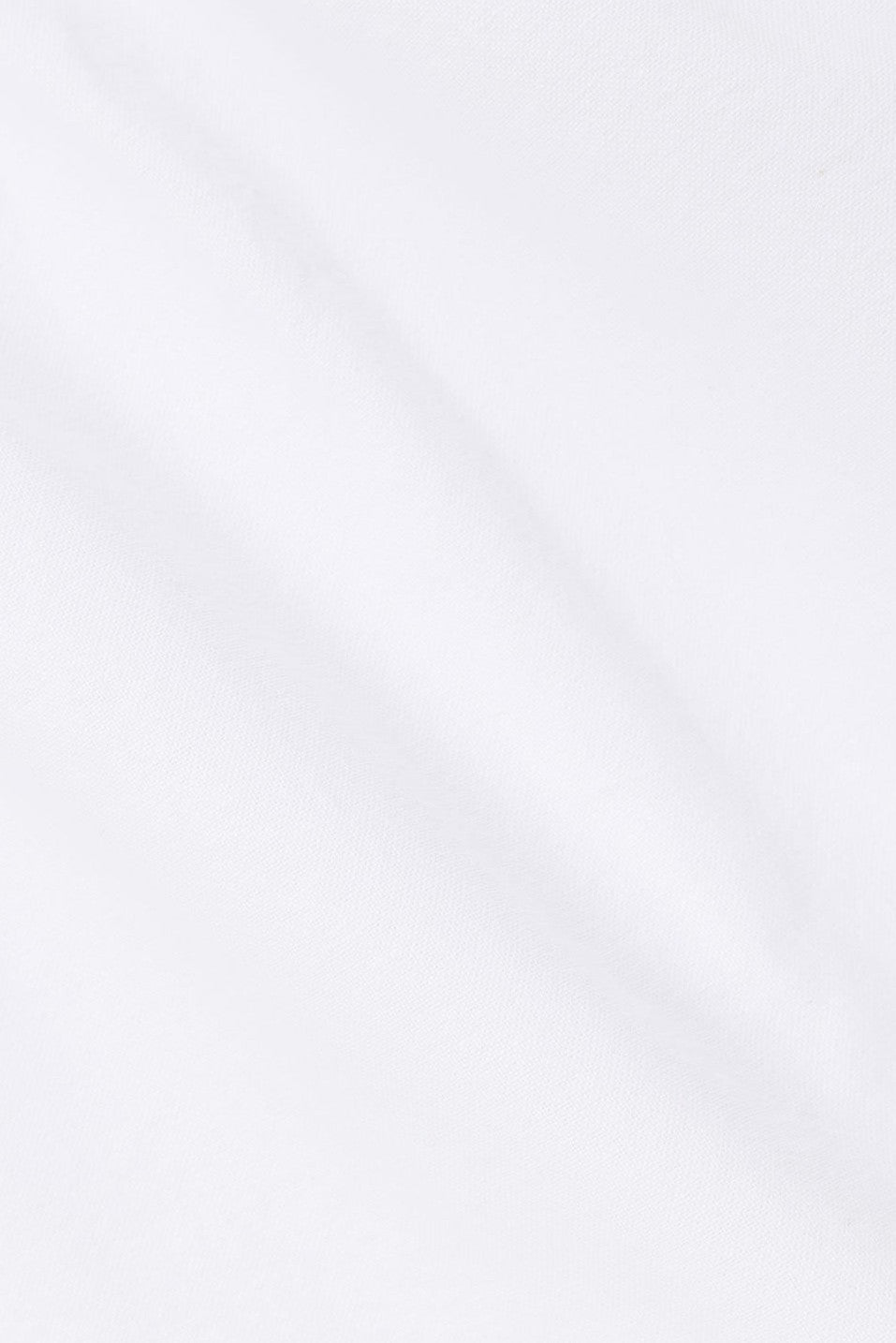 White mini dress with a V neckline, detail view
