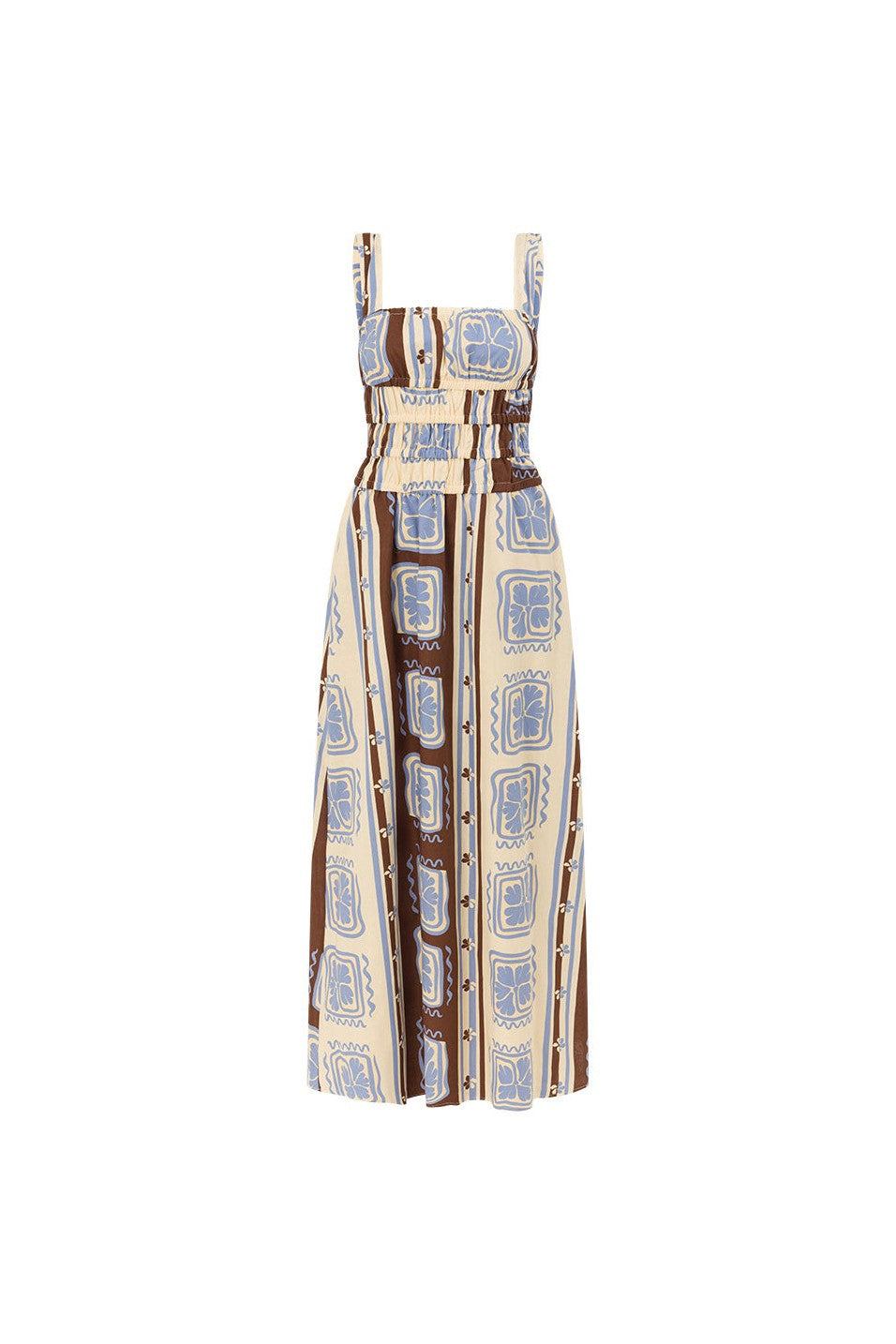 Cream maxi dress, side view