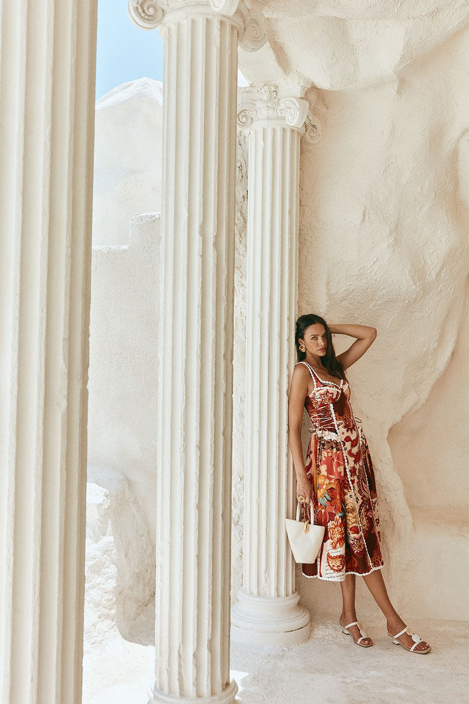 Red maxi dress, detail view