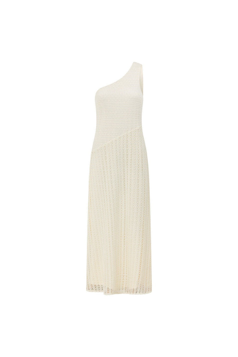 Cream maxi dress with an A-line skirt, back view