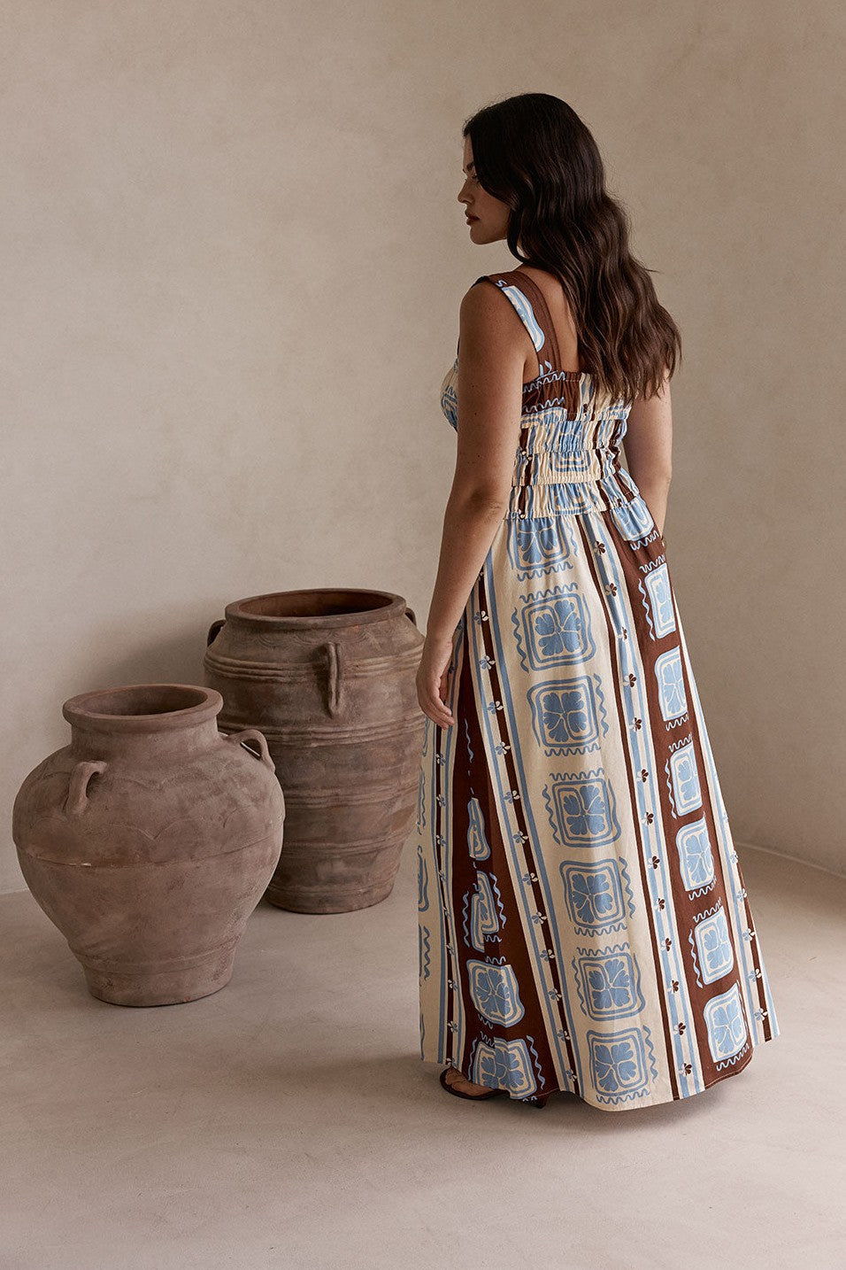 Cream maxi dress, back view
