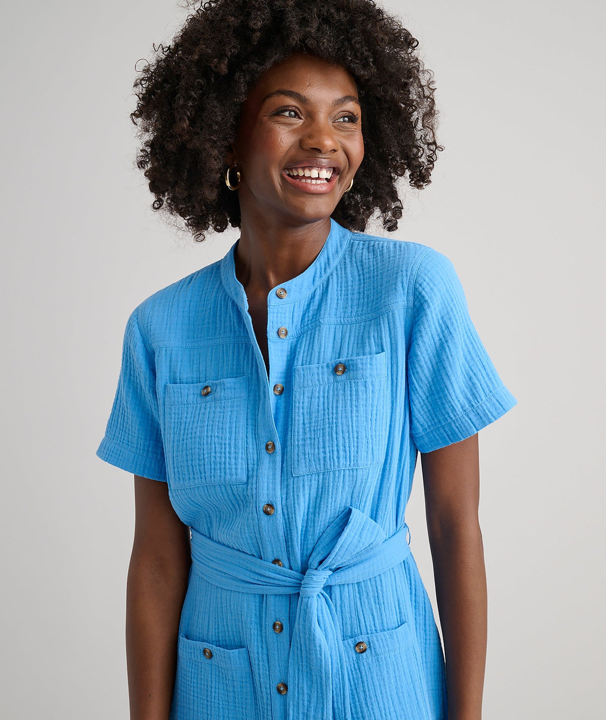 Cotton Gauze Short-Sleeve Avery Dress