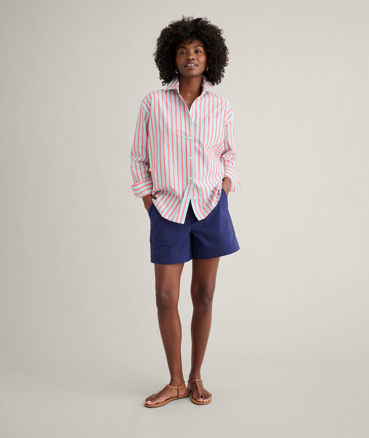 Stretch Cotton Poplin Relaxed Fit Melanie Shirt