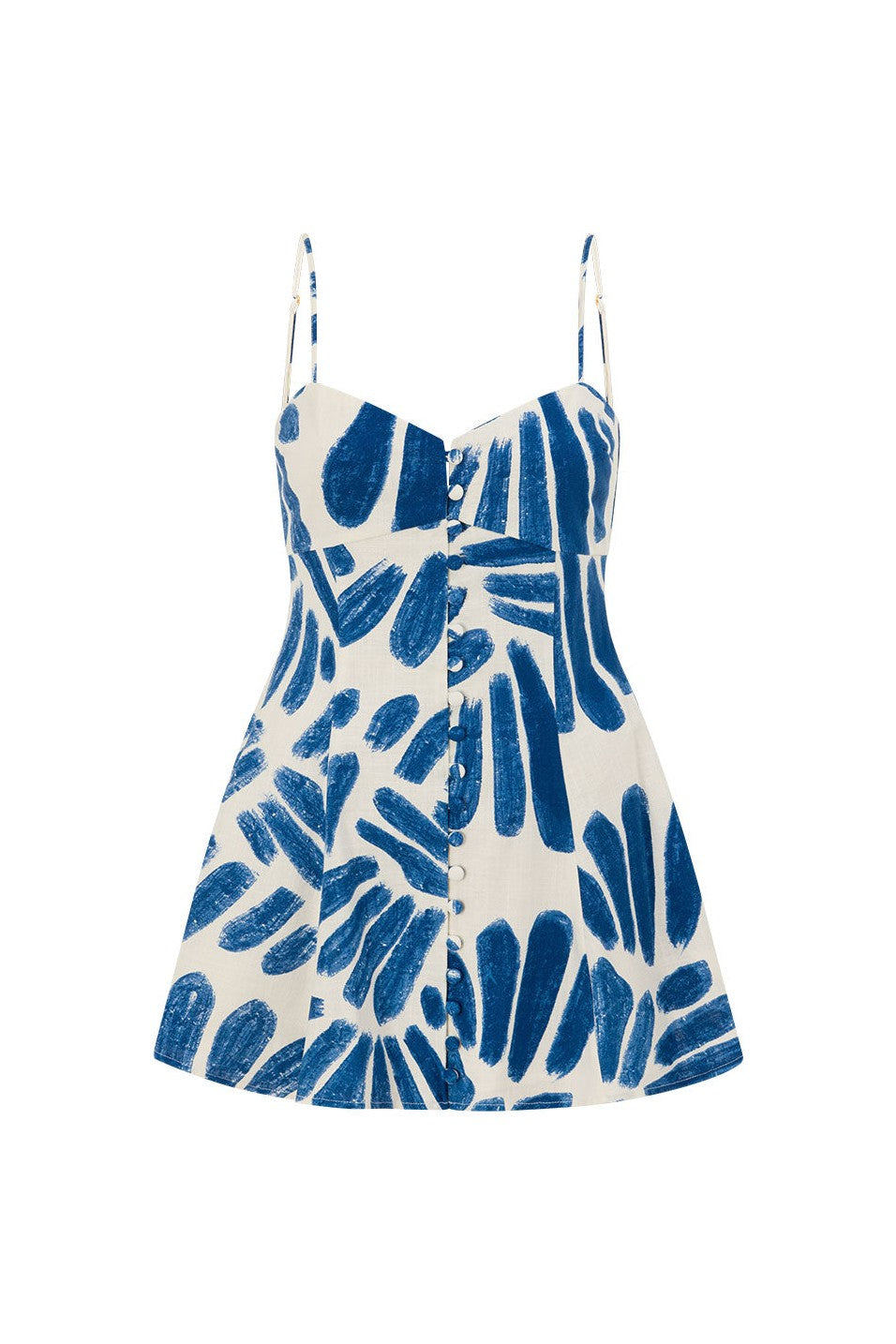 Blue mini dress, front view