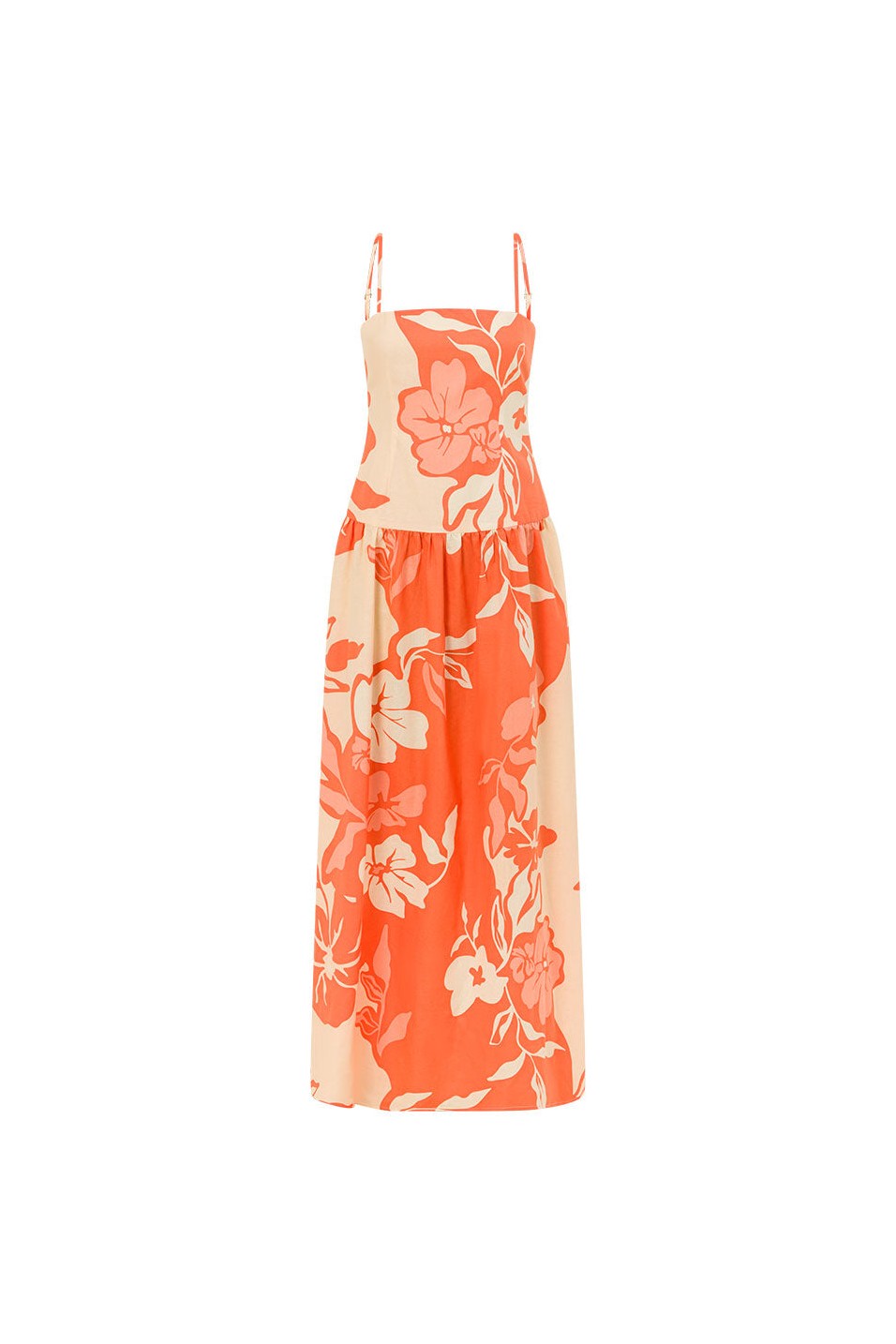 Orange maxi dress, front view