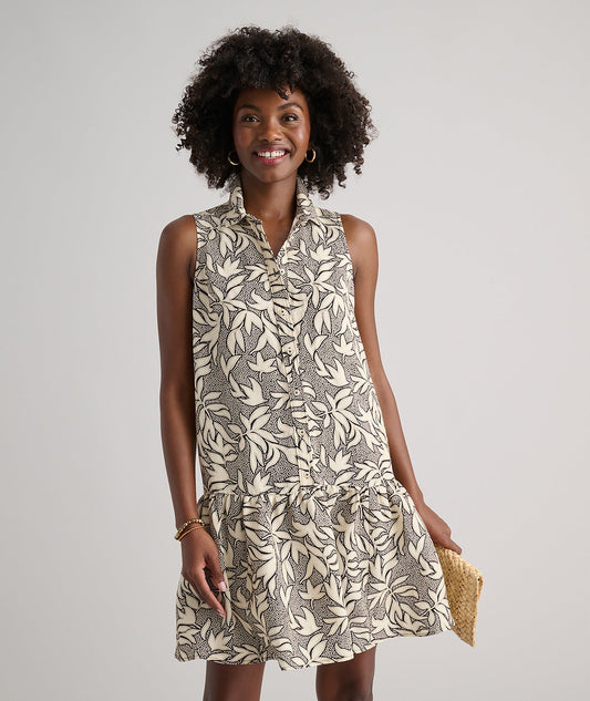sleeveless floral dress, front view