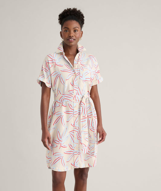 relaxed floral linen blend dress, front view