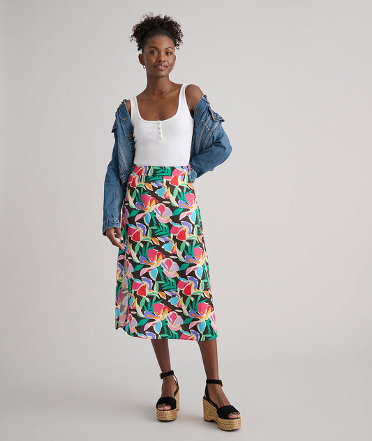 printed pull-on skirt, front view