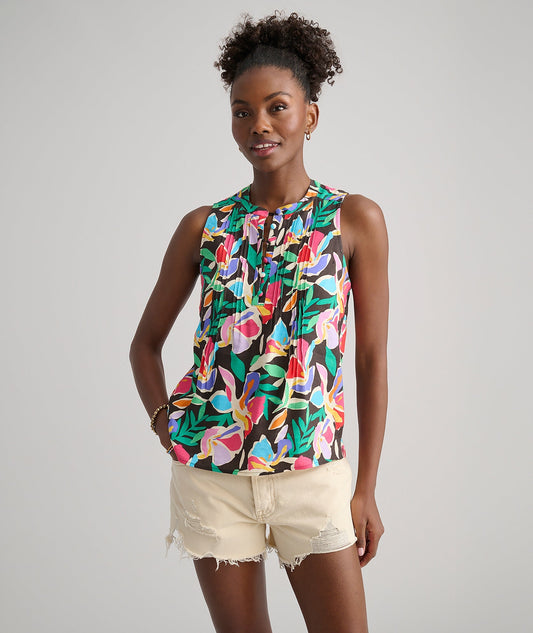 sleeveless printed popover shirt, front view