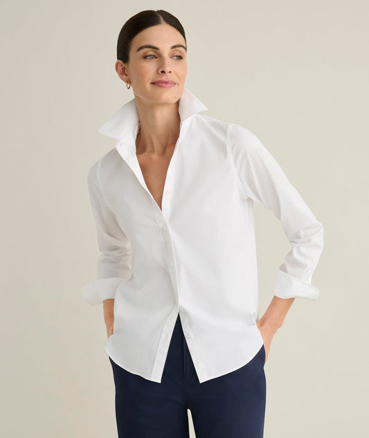 white cotton shirt, front view