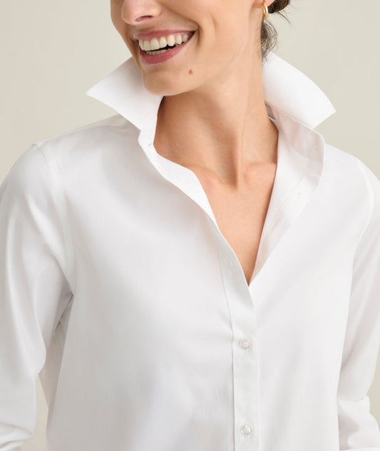 white cotton shirt, side view